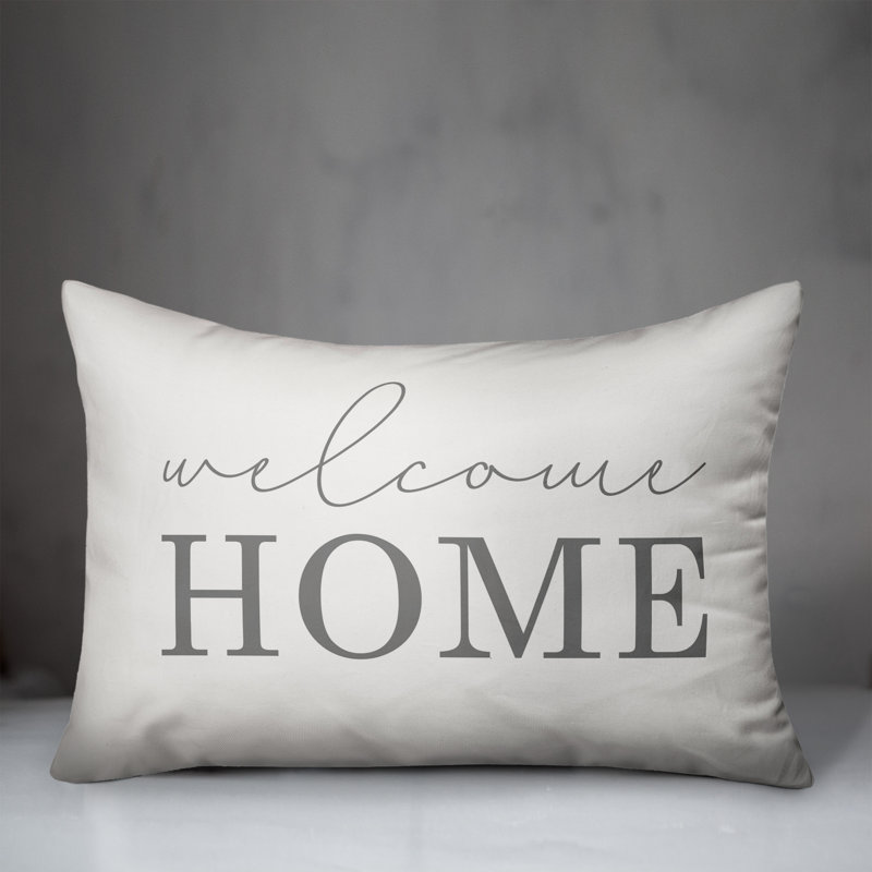  Welcome Home Indoor/Outdoor Lumbar Pillow, White