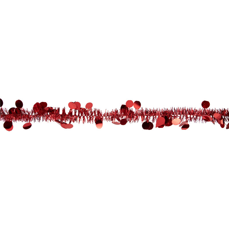 Guirlande de Noël 50 'x 1,5 "à pois - non éclairée, Rouge