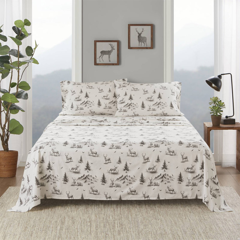Ensemble de draps 4 pièces, Couvre-lit double + 2 taies d'oreiller standard, Toile grise