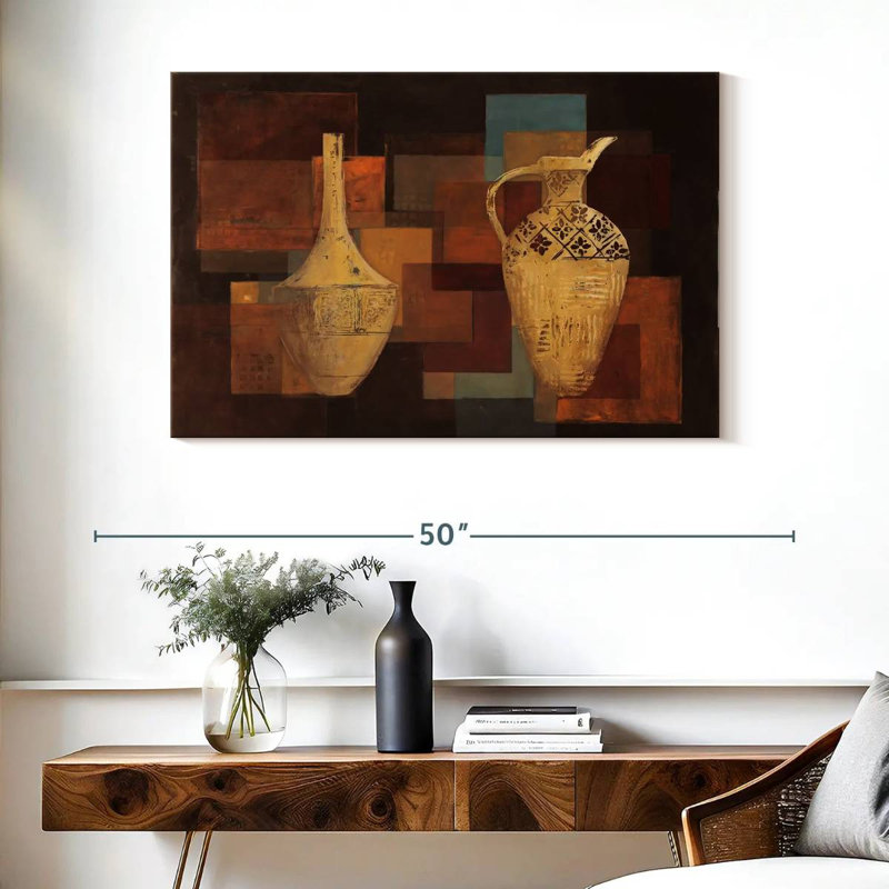 Senne, teintes d'automne avec vases, H 26 po x l 39 po