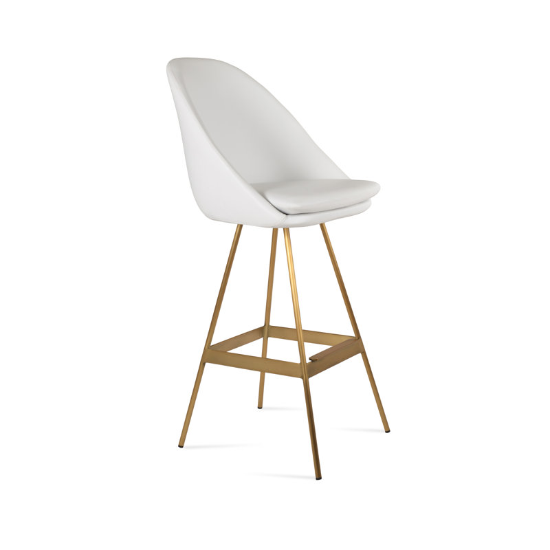 Tabouret Avanos Balat, Laiton, Petit tabouret (siège d'une hauteur de 23,5 po), Blanc PPM