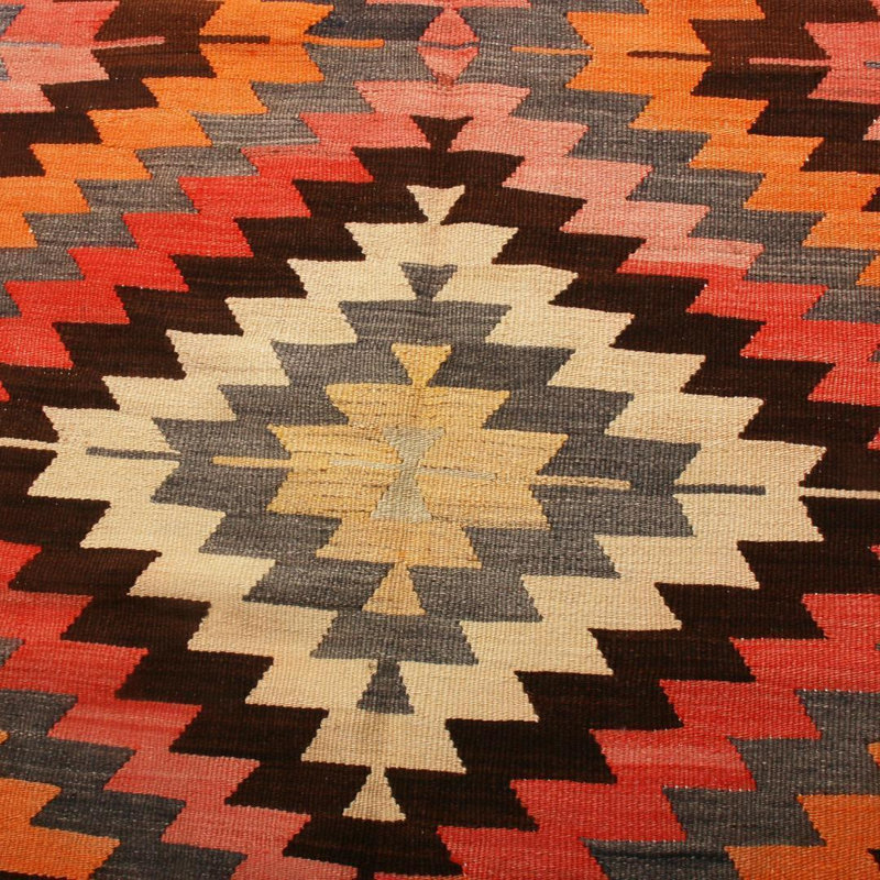 Hand Knotted Wool Geometric Area Rug in Orange/Red