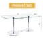 Un plateau de table en verre de 71 x 35,4 pouces et une table de salle à manger circulaire minimaliste moderne avec des pieds en métal argenté électrolytique. Convient aux restaurants et aux salons.