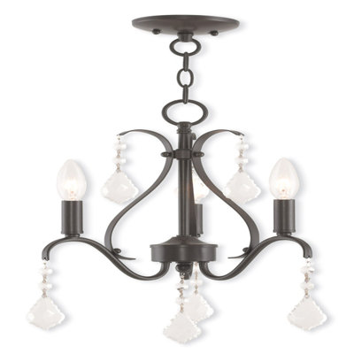 Lustre classique à 3 lumières de style bougie avec détails en cristal Maines