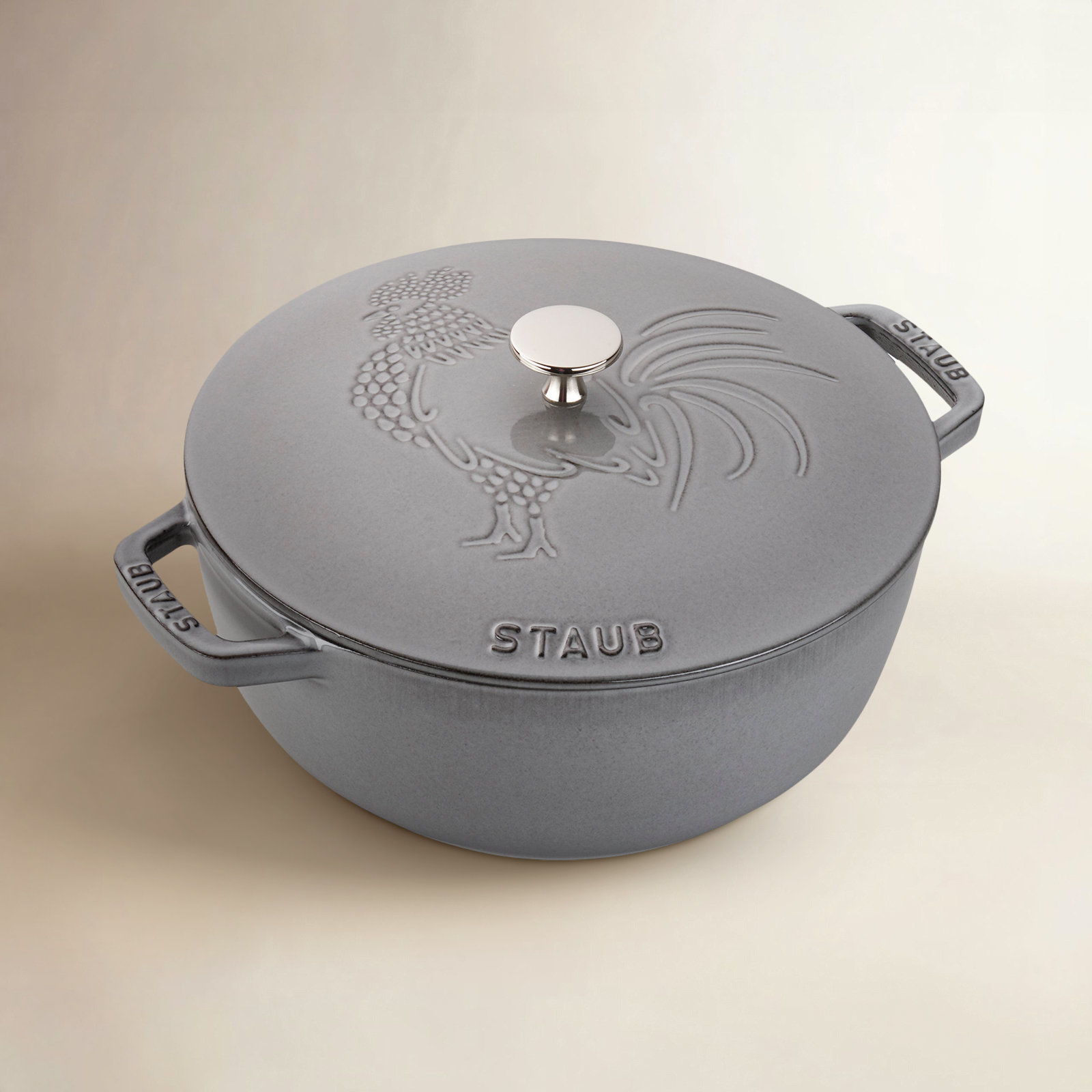 Enameled Cast Iron Rooster Dutch Oven, Graphite Grey