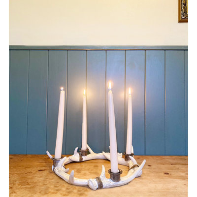 Wood Tabletop Candlestick with Candle Included