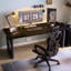 Bureau rectangulaire en bois massif noir-997106702