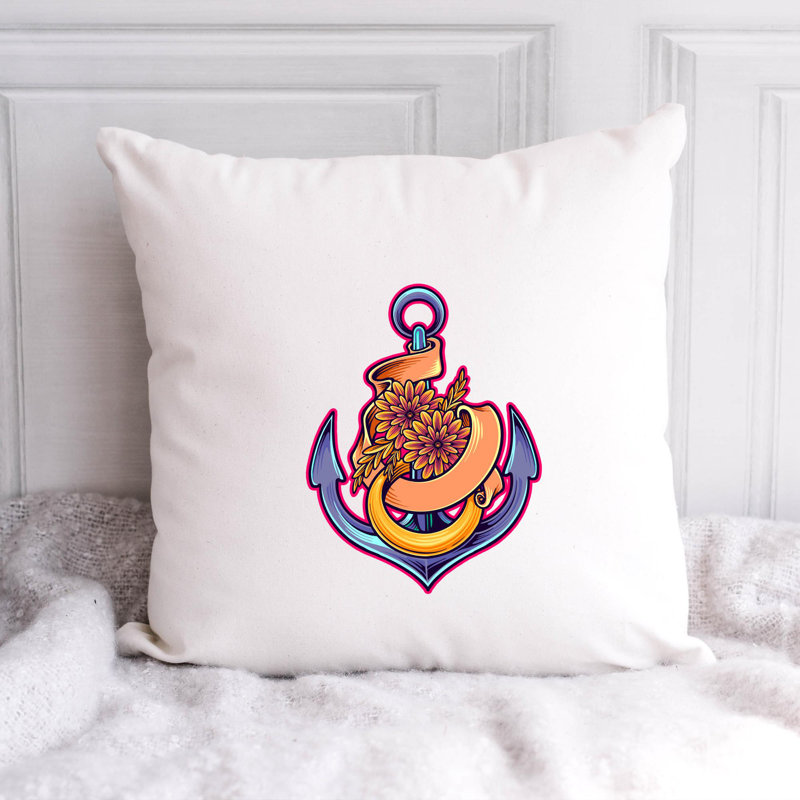 Nautical Sea Life_215 - Coussin décoratif inclus, H 16 po x l 16 po