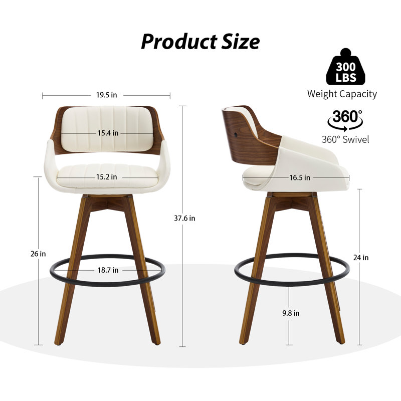 Swivel Counter Bar Stools (Set Of 2), White