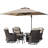 Adcox 4-Person Outdoor Rattan Conversation Set With Patio Umbrella, Swivel Chairs, Side Tables & Beige Cushions-847196922