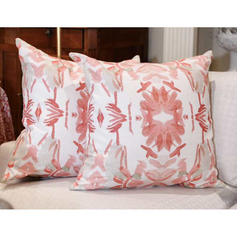 Wildflowers I Large Repeat Luxury Throw Pillow, Strawberry Floral, 22"H x 22"W