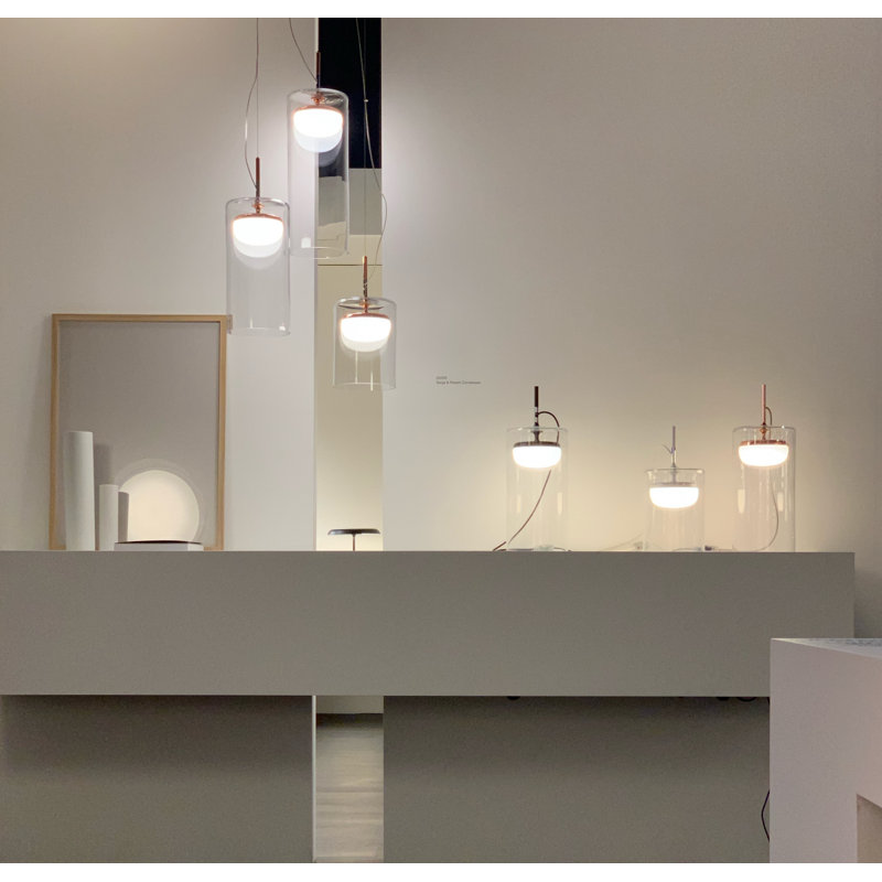 1 - Light LED Cylinder Pendant, Matt Black, 228cm H x 18cm W x 18cm D, 2700K