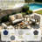 Junco Teak Outdoor Four-person Patio Set with Cushions and Two Tables-892041922-892041917