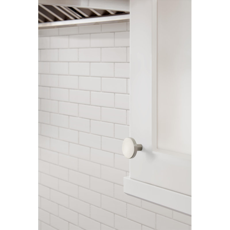 Poignée ronde pour armoire - Basics by Wayfair ™, Nickel satiné, 25