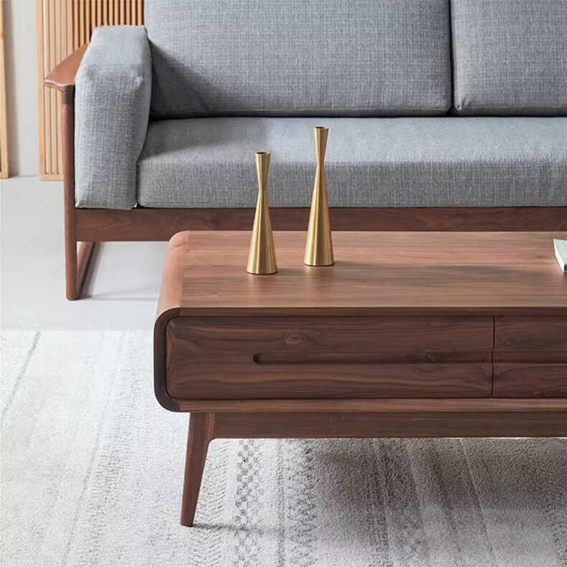 Smooth Rounded Coffee Table with Durable Edges, 17.72" H x 47.24" L x 23.62" W