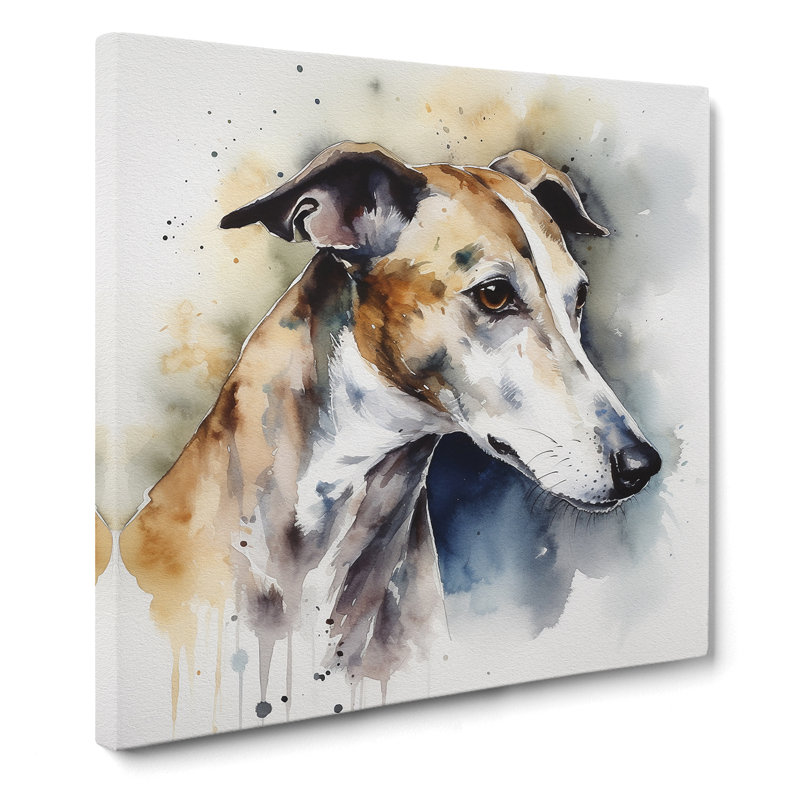 Greyhound Dog Watercolour No.1 - Wrapped Canvas