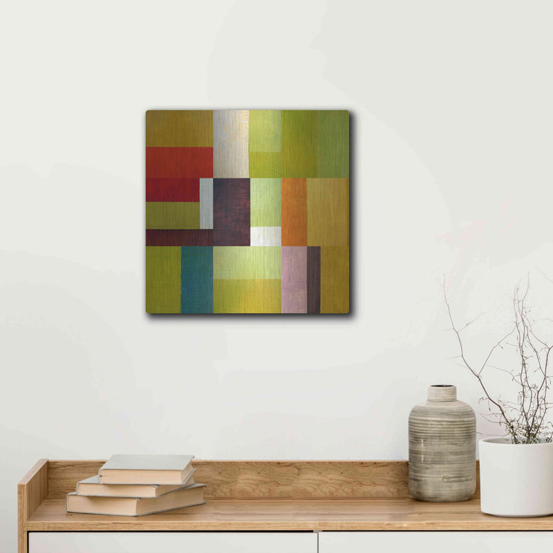 Ivy Bronx «Color Study Abstract 2» par Michelle Calkins, art mural en métal, H 12 po x l 12 po