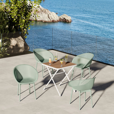 Ensemble de 2 chaises longues pâles avec table pliante moderne kaki / blanc, ensemble de table tout temps, plateau de table haute qualité, pieds en métal, coussins de pieds antidérapants kaki et blanc