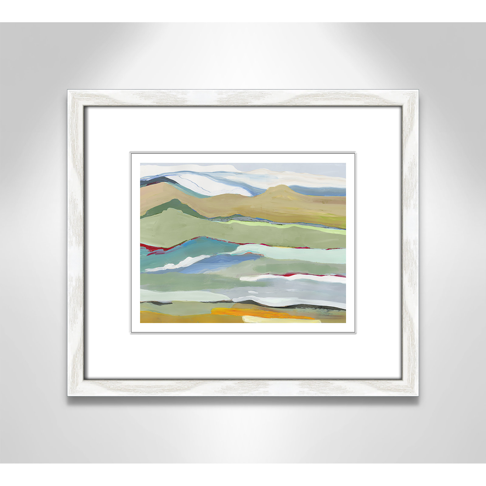 Dee "Goodbye Summer on the Hills" Painting, 13" H x 15" W x 0.75" D, White Wood Framed