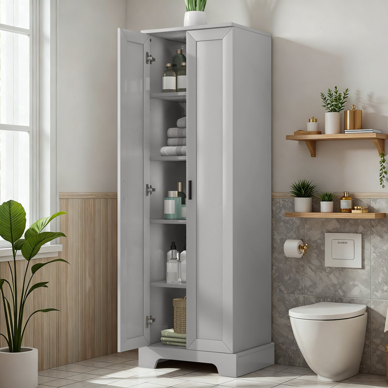 Armoire de rangement d'appoint avec tablette réglable, Gris