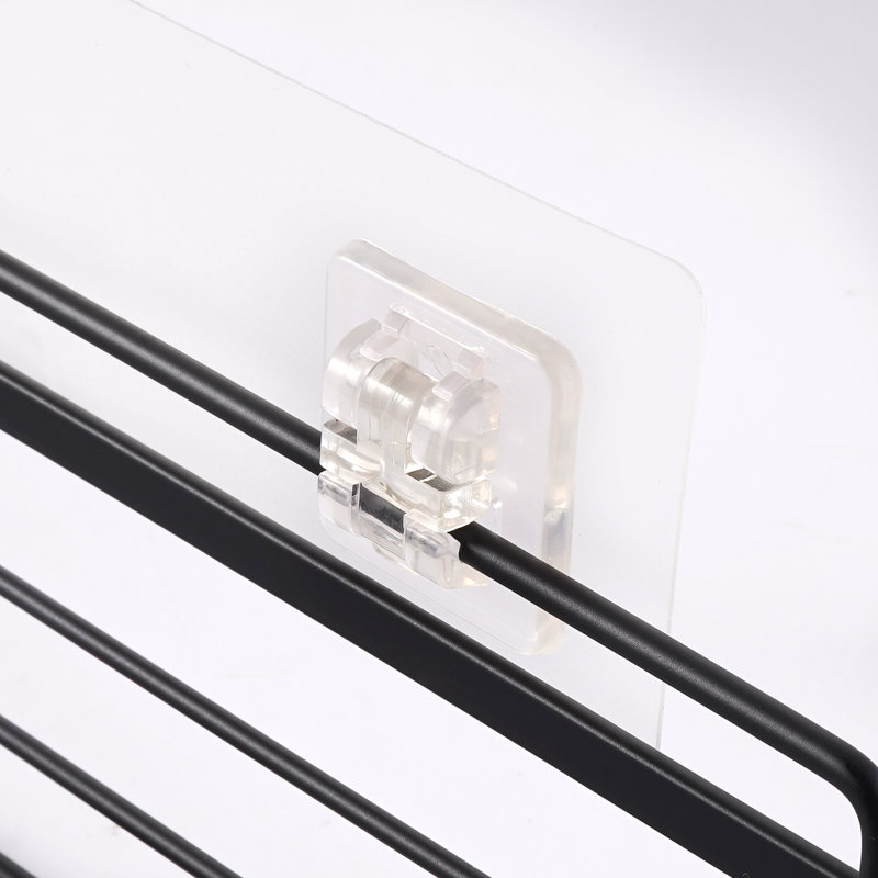 (2 Pack) Adhesive Shower Caddy Rustproof Bathroom Shelf Organizer Wall Shower Basket Stainless Steel Matte Black