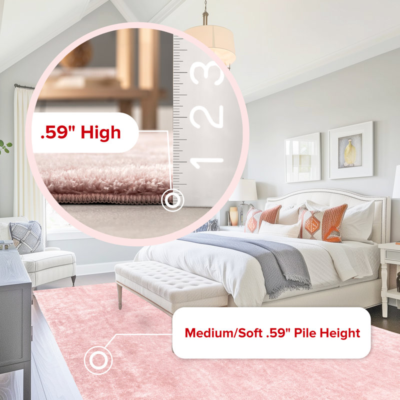 Loni Solid Machine Washable Runner Shag Rug for Living Room Bedroom Dining Room Nursery Entryway Hallway, Rectangle 2' x 3'