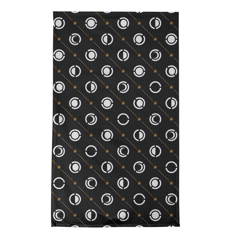 Torchon Moon phases, Noir / blanc / patate douce, Croisé en coton