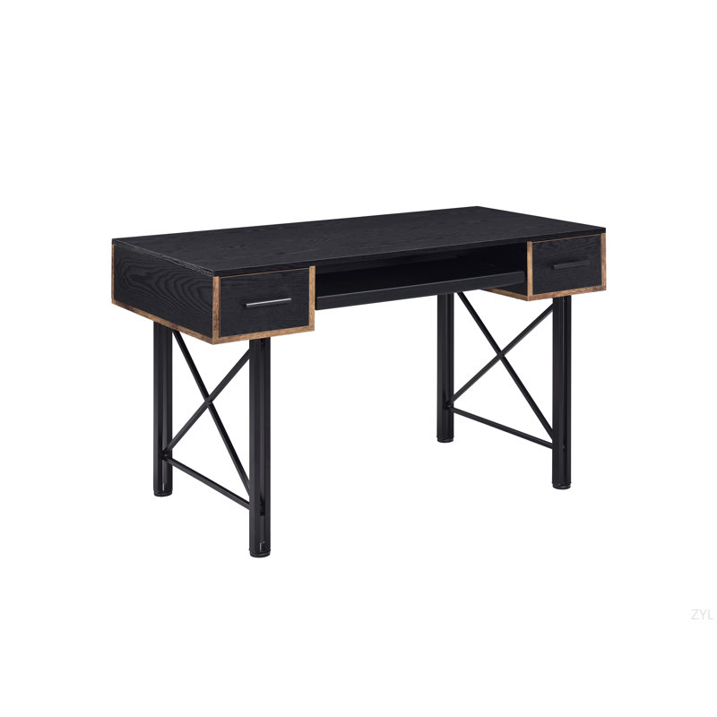 Settea Black Finish Computer Desk, Black