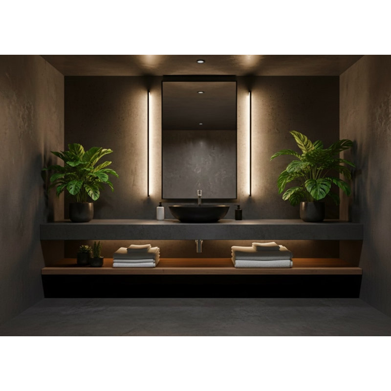 Vast Studio Studio Collection 13.8" Concrete Oval Vessel Bathroom Sink, Black 