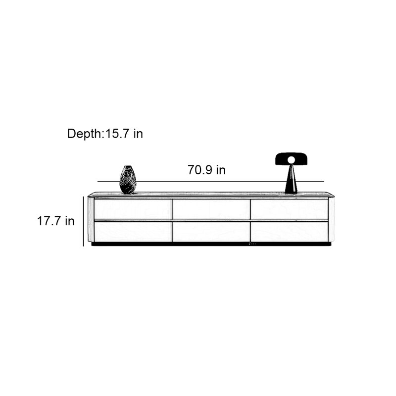 Meuble télé avec rangement, H 17,7 po x L 70,9 po x l 15,7 po