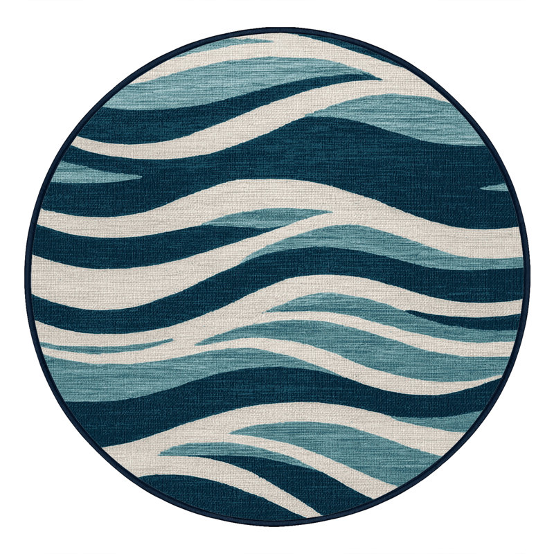  Tapis bord de mer lavable Contemporary Wave Plus, Rond 7 pi