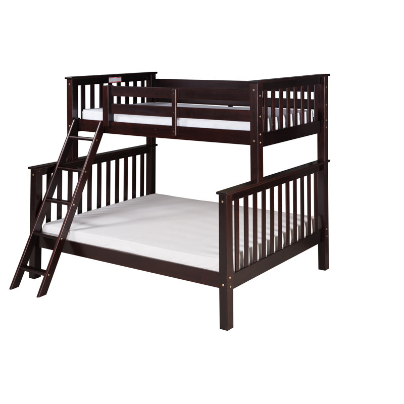 Lit superposé standard en bois massif Abdullah, Cappuccino, Simple sur double