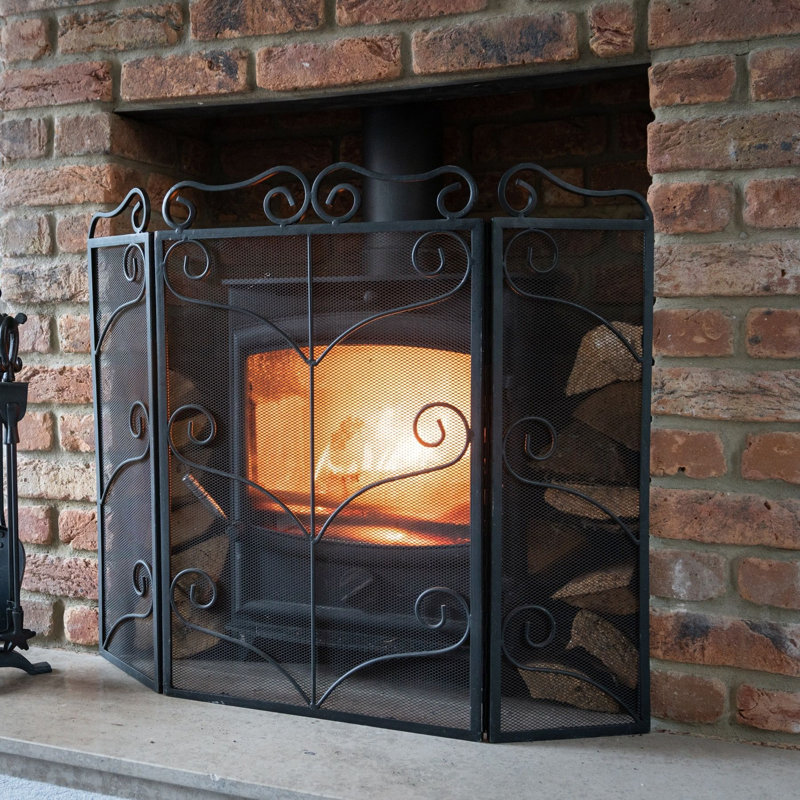 Emiliya Metal Fireplace Grate, Matte Black