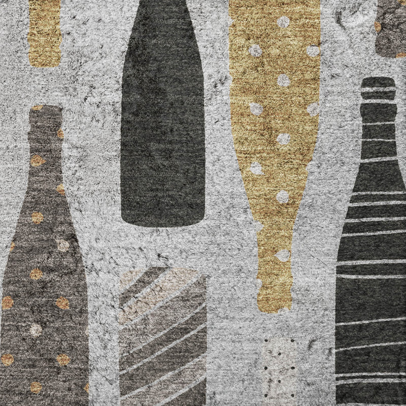 Premium Machine Washable Dream Shag ADS167 Wine Bottles Rug, 2'6" x 3'10"