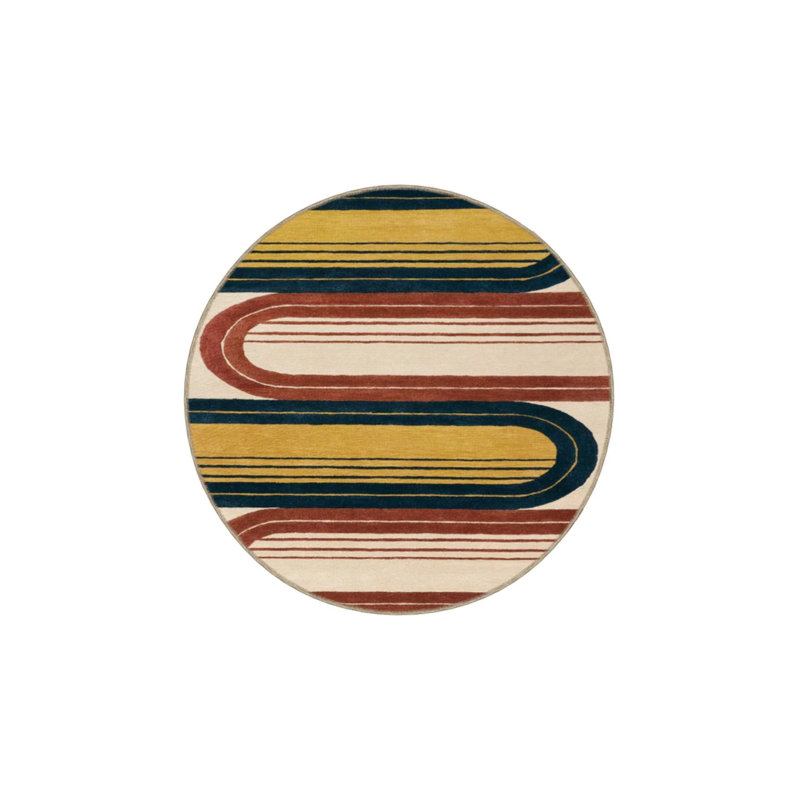 Striped Colorful Creative Decorative Washable Carpet, Rectangle 5'2" x 7'7"