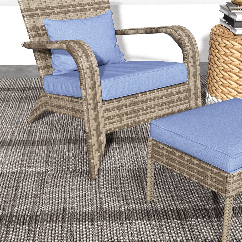 Chaise Adirondack de patio en osier avec repose-pieds, fauteuil d'extérieur