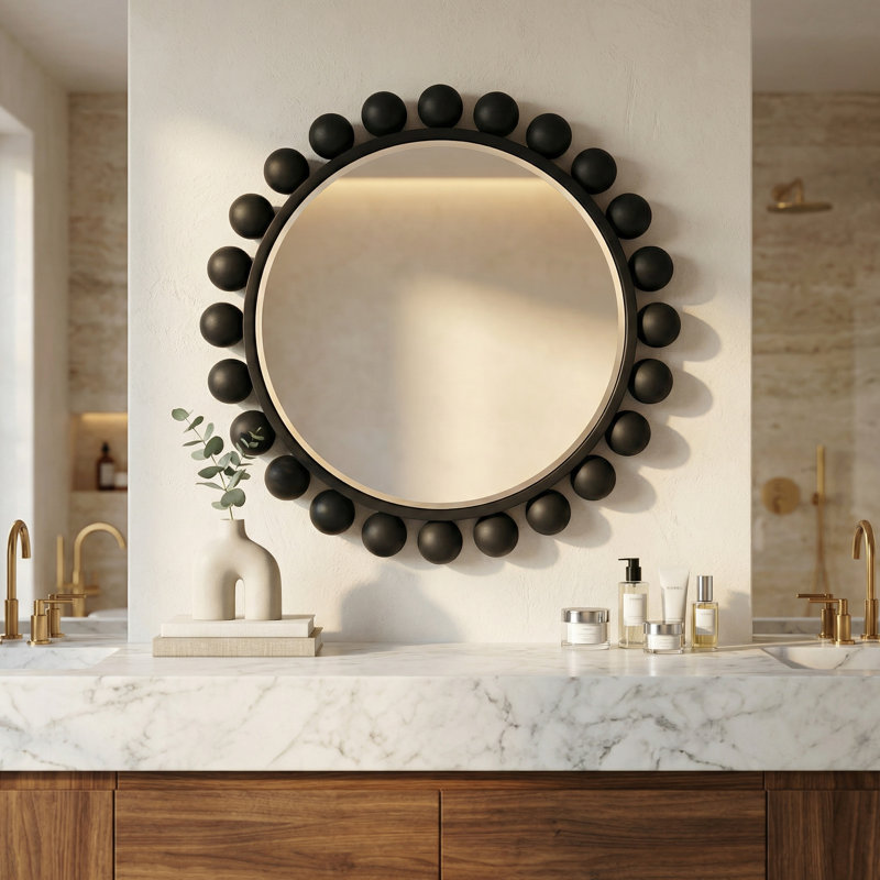 Cooper Flat Metal Wall Mirror, Black