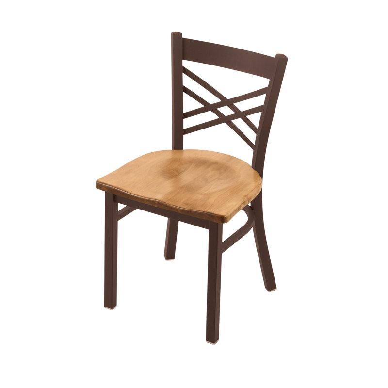 Catalina 18'' H Metal Side Chair, Bronze, Wood-Medium Maple