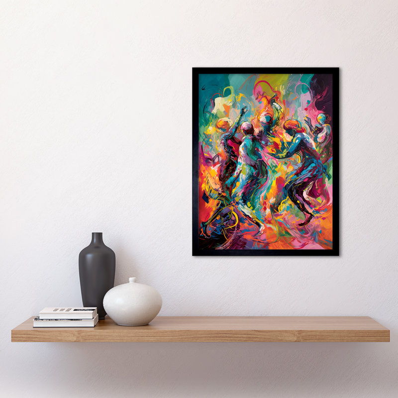 Lovene Abstract Figures Vibrant Dance Expression - Single Picture Frame Print