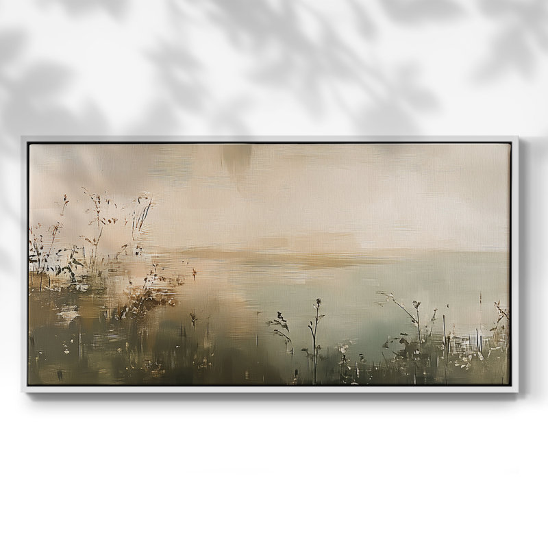 Série abstraite-Lxxiv- Toile tendue avec châssis tendue, prête à être accrochée, H 25 po x l 41 po, Blanc