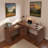 Modern L-shaped Desk With 3 Drawers And 360° Wood Rotating Desk