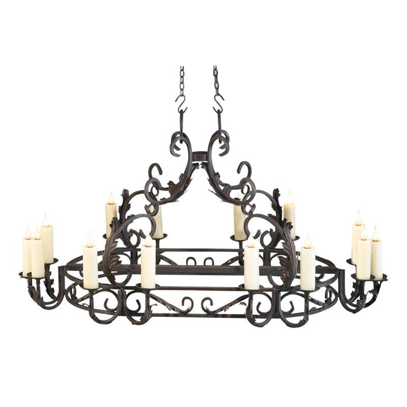 Leaf Metal Handcrafted Oval Chandelier Pot Rack, Old World Gold