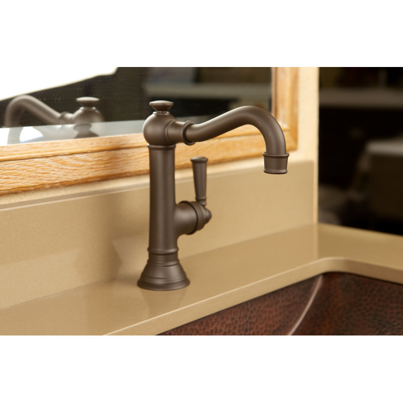 Jacobean Single Hole Bathroom Faucet with Drain Assembly, Polished Nickel