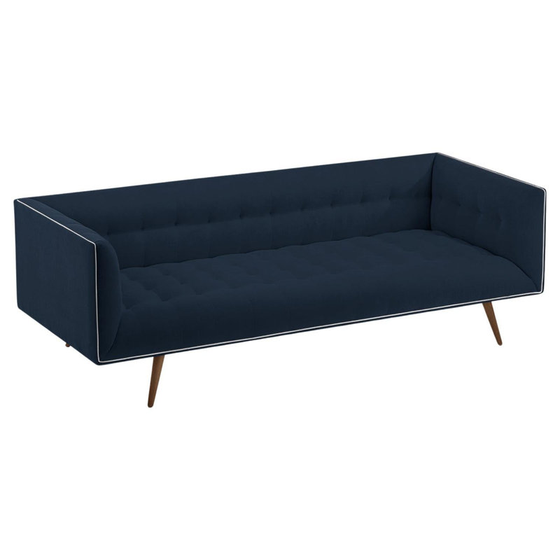 Canapé rembourré 63 po Dust Tuxedo, Bois brun, Bleu foncé Paris, H 28 po x l 86 po x P 35 po