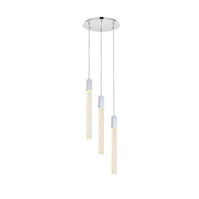 Luminaire suspendu rectangulaire à 3 lumières Aliha, Chrome