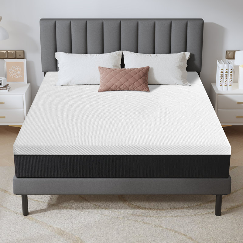 Matelas en mousse viscoélastique imprégnée de gel 10 po avec renforts mi-ferme, matelas dans une boîte, Lit double