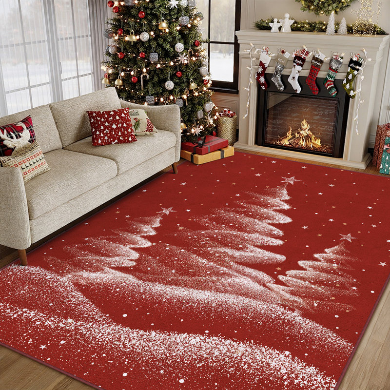 Chamora Christmas Tree Area Rug For Festive Holiday Decor, Rectangle 7'9" x 9'9"