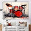 Music Drums Pulse Deep Red I - Ensemble d'art mural musical-107759008-107759005