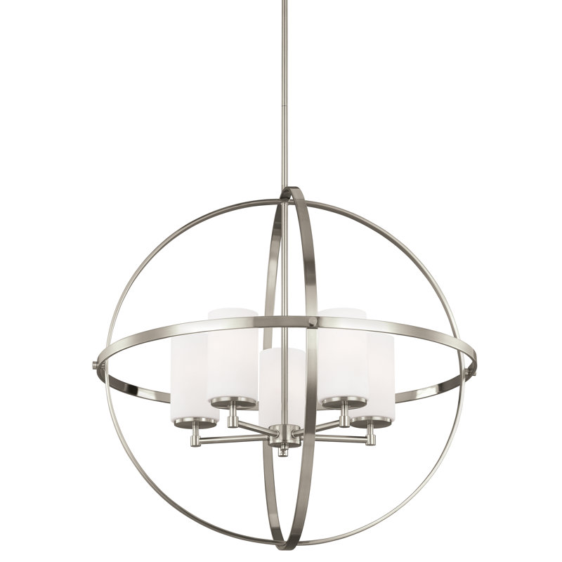 Alturas Five Light Chandelier from Generation Lighting , Brushed Nickel, No