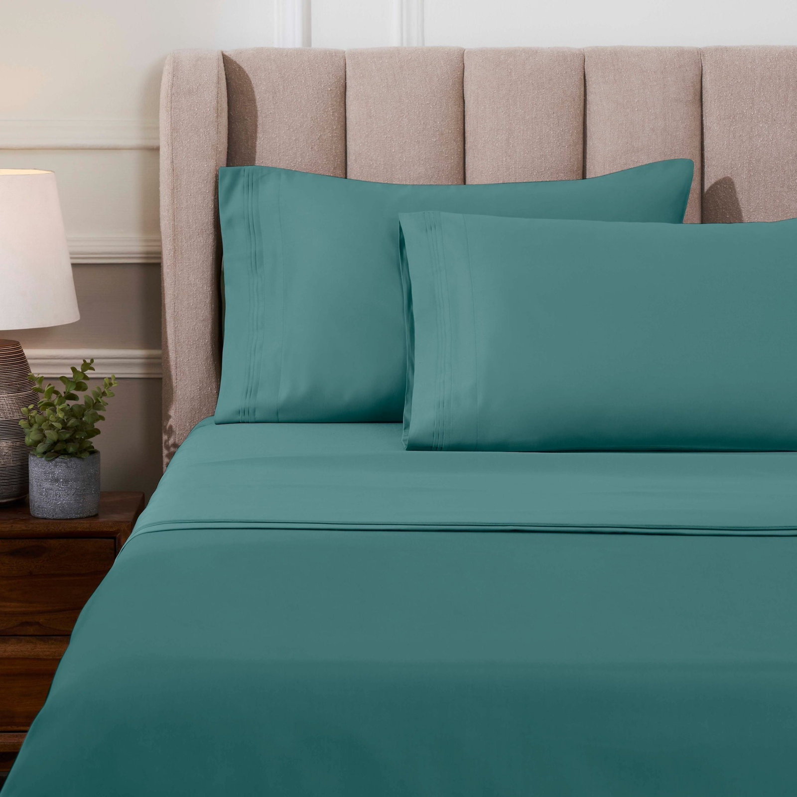 Simba Luxury 1000 Thread Count Egyptian-Quality Cotton Sateen Sheet / Pillowcase Set Collection, Deep Sea